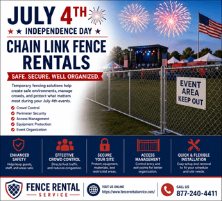 Chain Link Fence Rentals Help Support Safe July 4th Independence Day Events