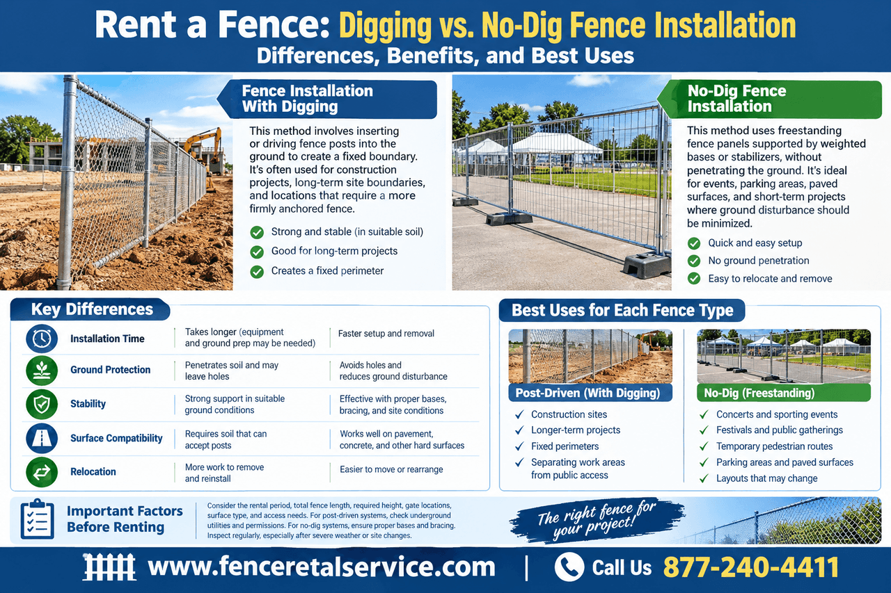 Rent a Fence: Digging vs. No-Dig Installation
